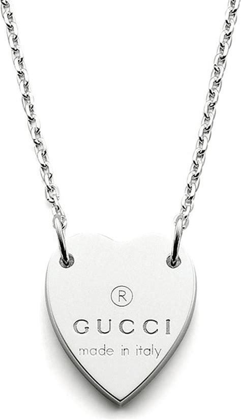 gucci silver trademark necklace|gucci necklace with heart pendant.